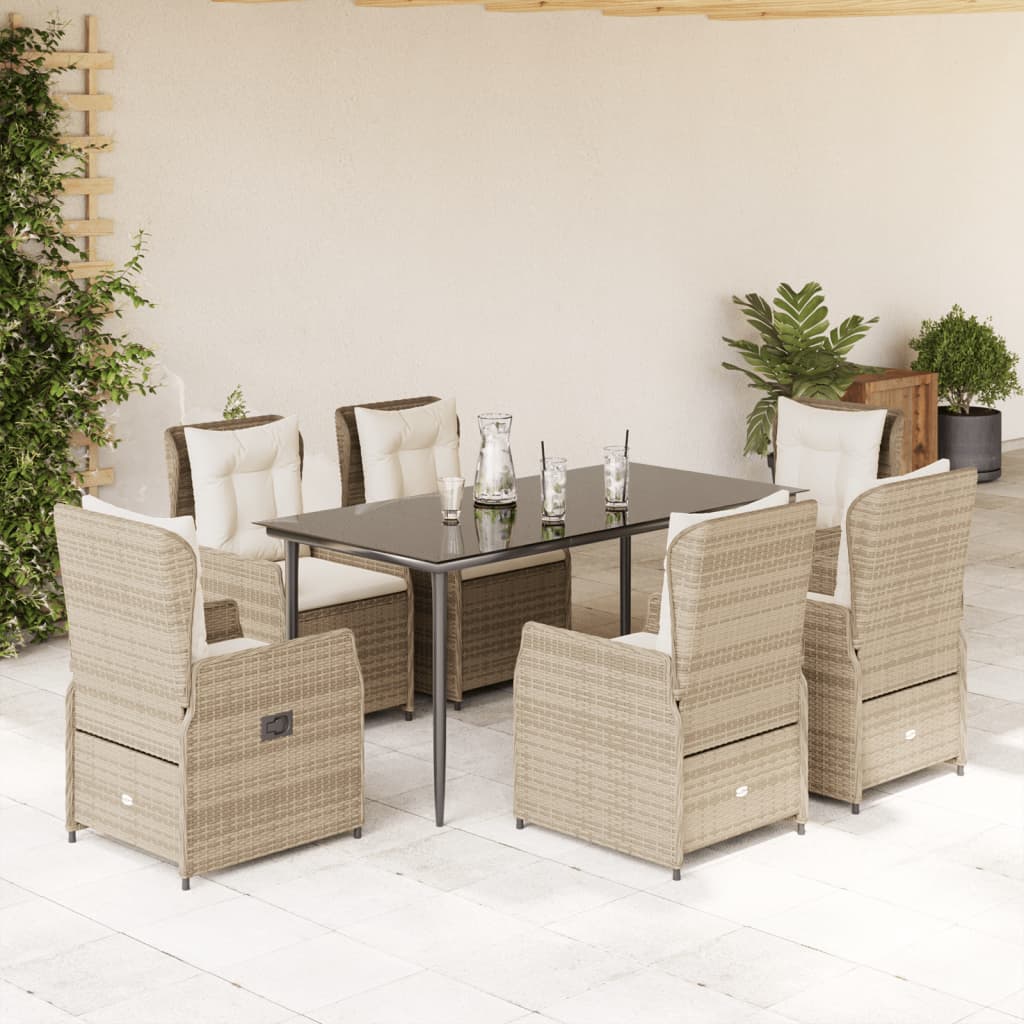 Matgrupp För Trädgården Med Dynor 5 Delar Beige Konstrotting