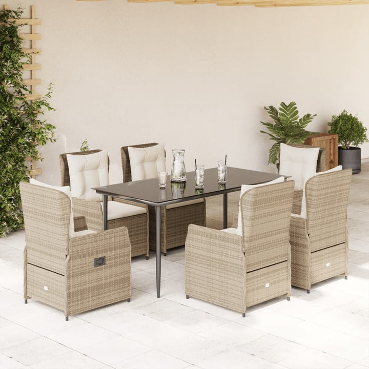 Matgrupp För Trädgården Med Dynor 5 Delar Beige Konstrotting
