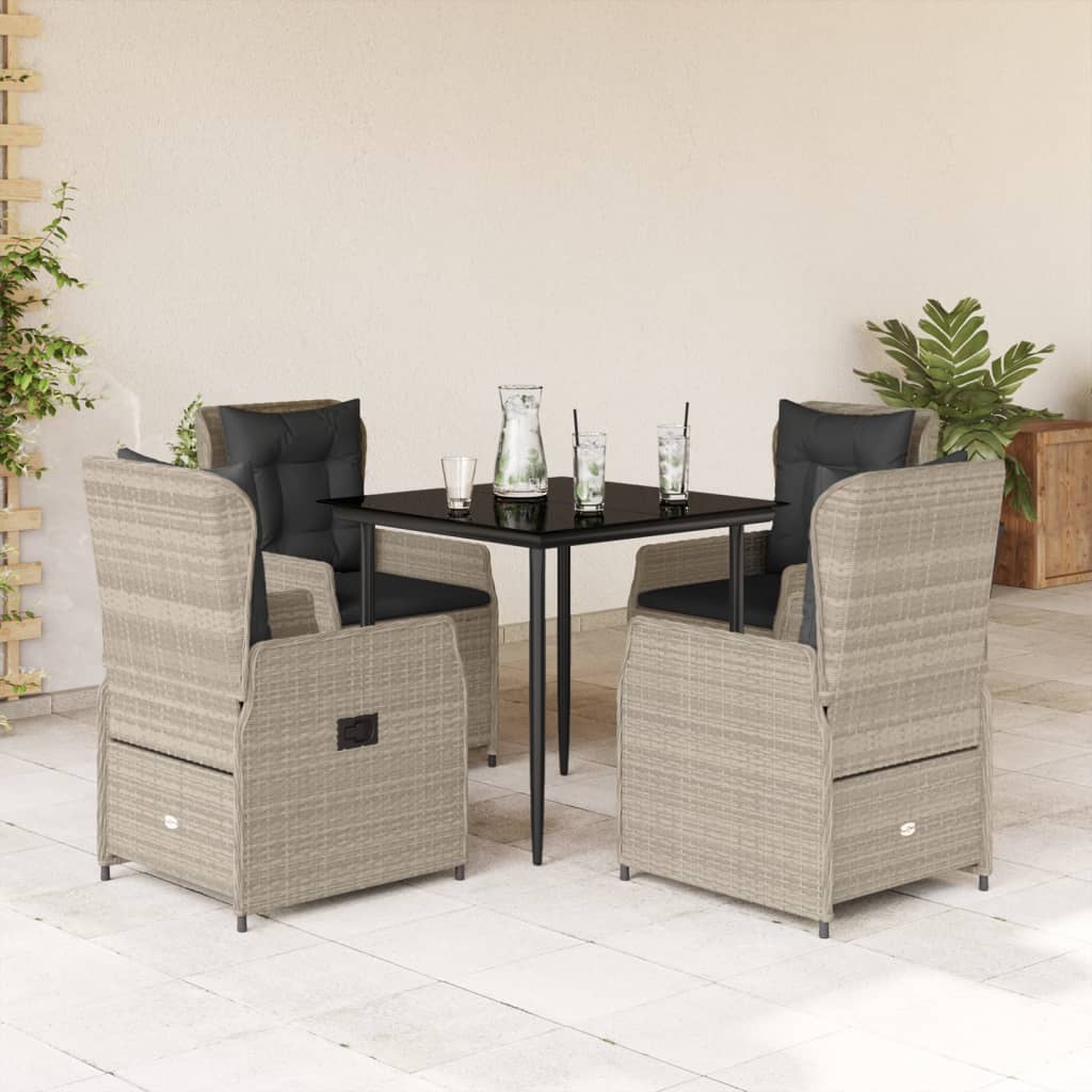 Matgrupp För Trädgården Med Dynor 5 Delar Beige Konstrotting