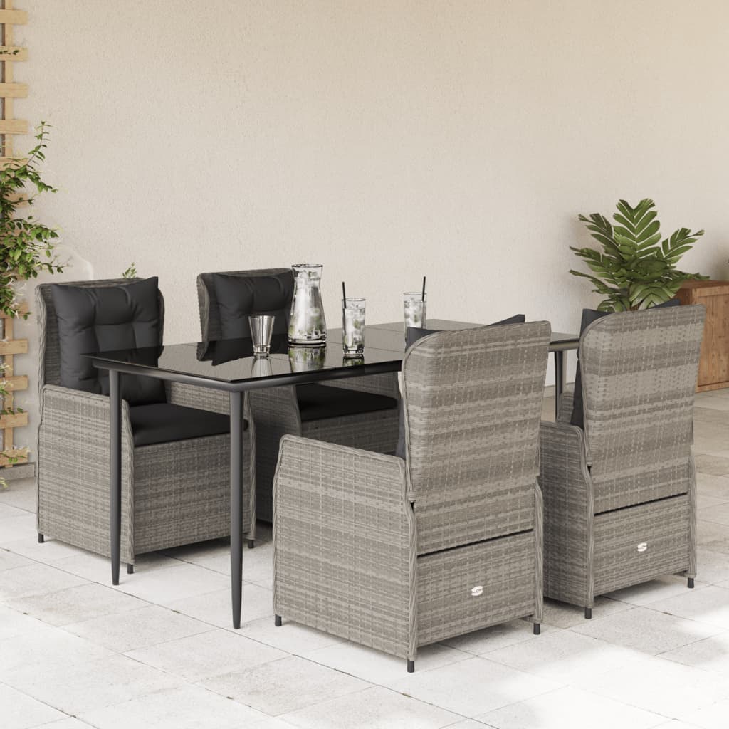 Matgrupp För Trädgården Med Dynor 5 Delar Beige Konstrotting