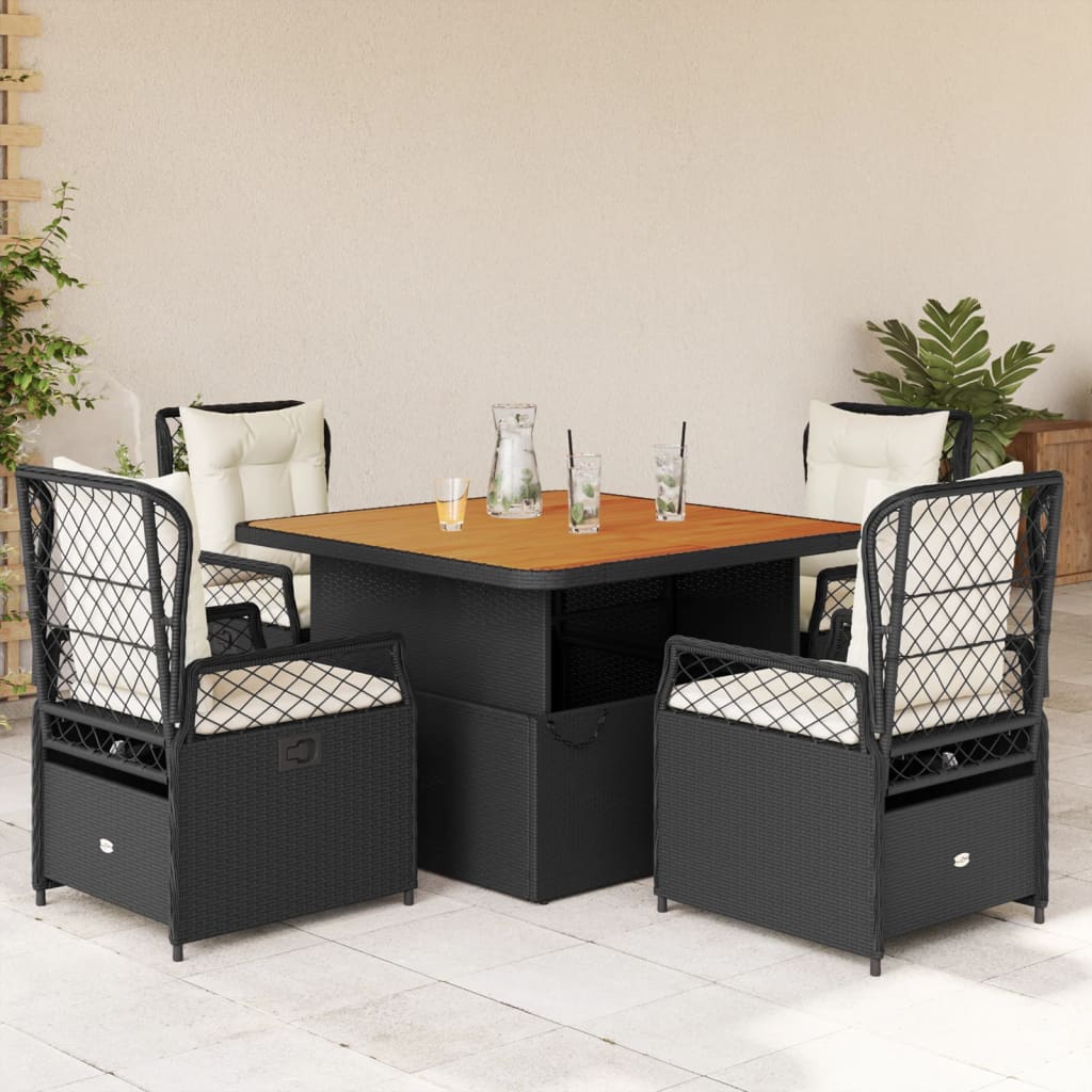 Matgrupp För Trädgården Med Dynor 5 Delar Beige Konstrotting