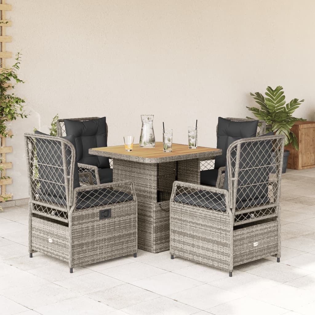 Matgrupp För Trädgården Med Dynor 5 Delar Beige Konstrotting