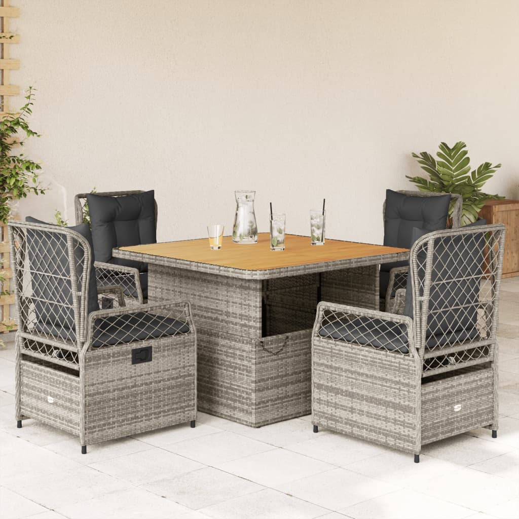 Matgrupp För Trädgården Med Dynor 5 Delar Beige Konstrotting