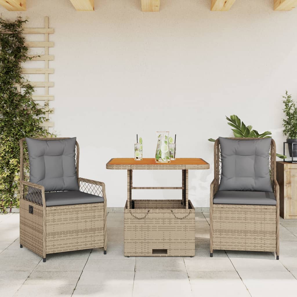 Matgrupp För Trädgården Med Dynor 5 Delar Beige Konstrotting