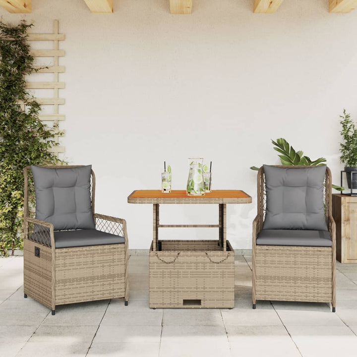 Matgrupp För Trädgården Med Dynor 5 Delar Beige Konstrotting