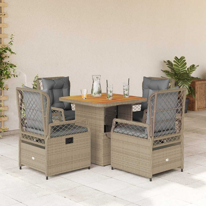 Matgrupp För Trädgården Med Dynor 5 Delar Beige Konstrotting