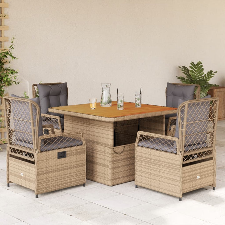 Matgrupp För Trädgården Med Dynor 5 Delar Beige Konstrotting