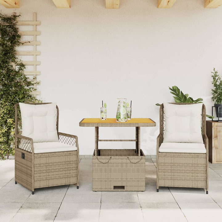 Matgrupp För Trädgården Med Dynor 5 Delar Beige Konstrotting