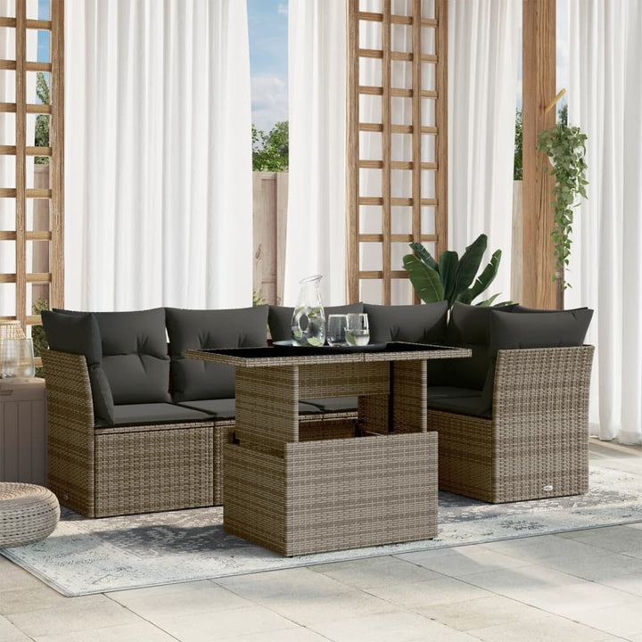 Soffgrupp För Trädgården Med Dynor 6 Delar Beige Konstrotting