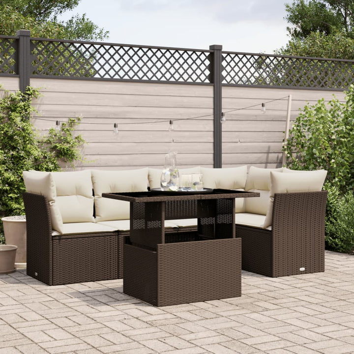 Soffgrupp För Trädgården Med Dynor 6 Delar Beige Konstrotting