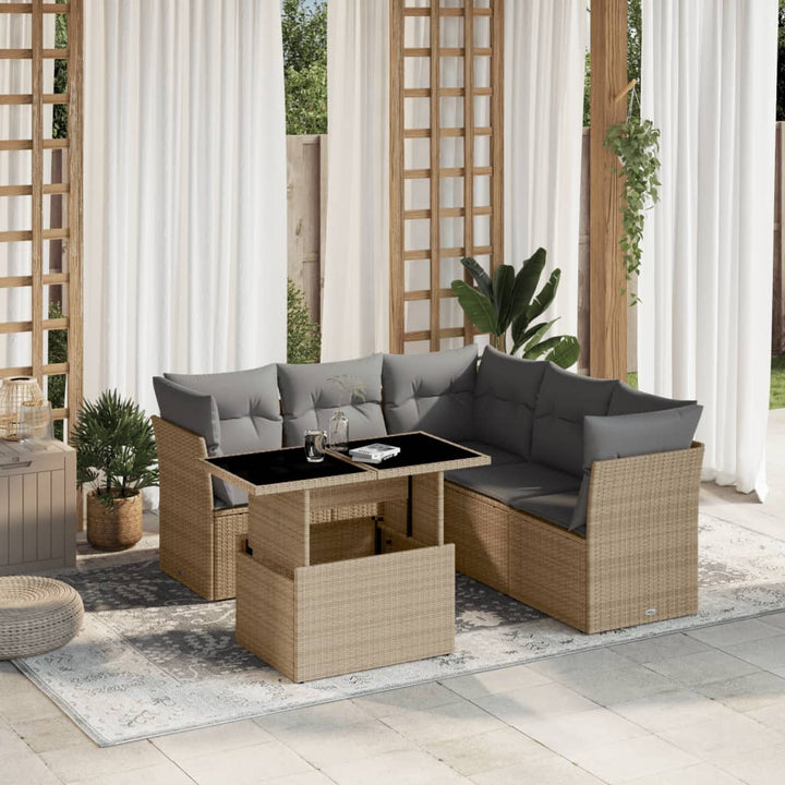 Loungegrupp För Trädgården Med Dynor 6 Delar Konstrotting