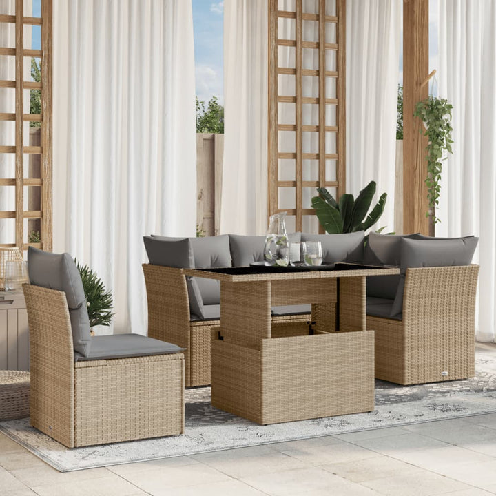 Loungegrupp För Trädgården Med Dynor 6 Delar Konstrotting