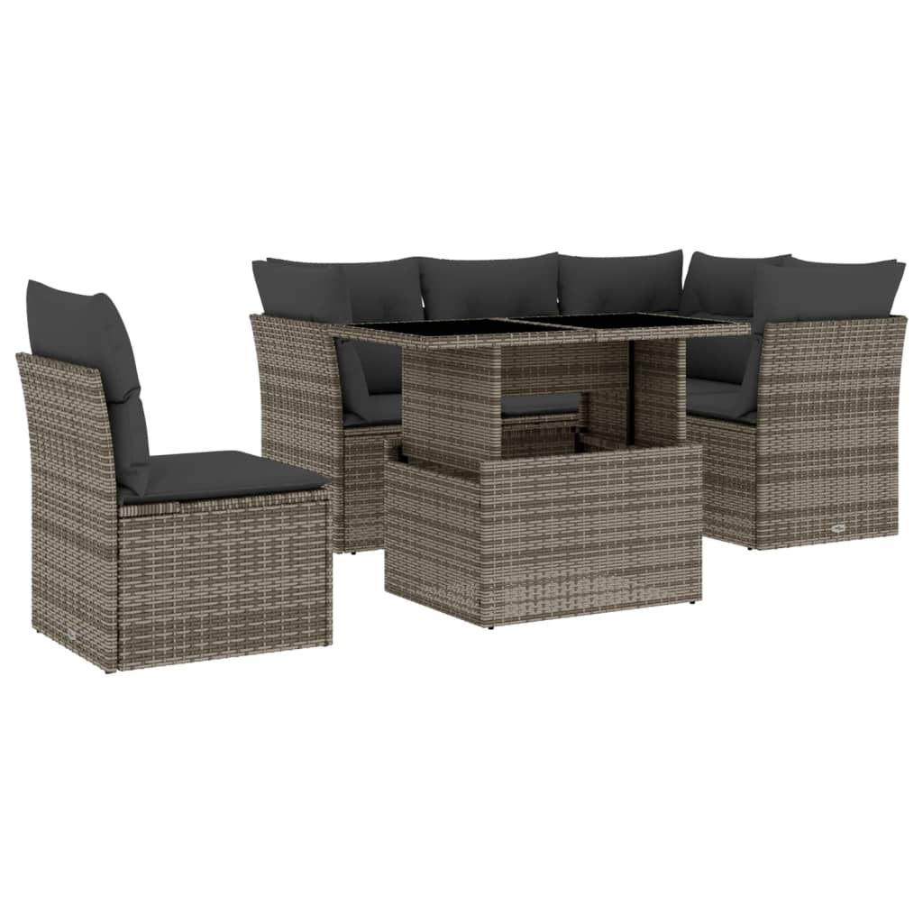 Loungegrupp För Trädgården Med Dynor 6 Delar Konstrotting