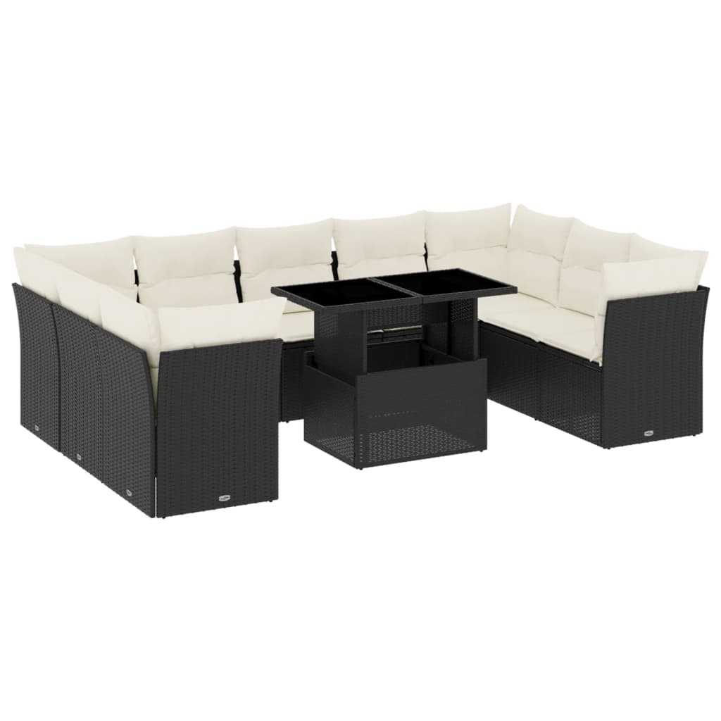 Loungegrupp 10 Delar Med Svarta Dynor Konstrotting