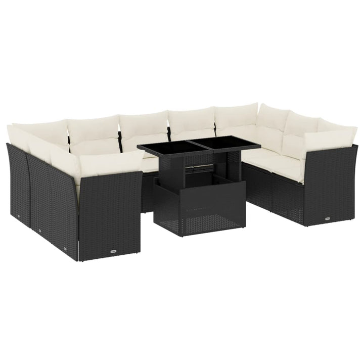 Loungegrupp 10 Delar Med Svarta Dynor Konstrotting