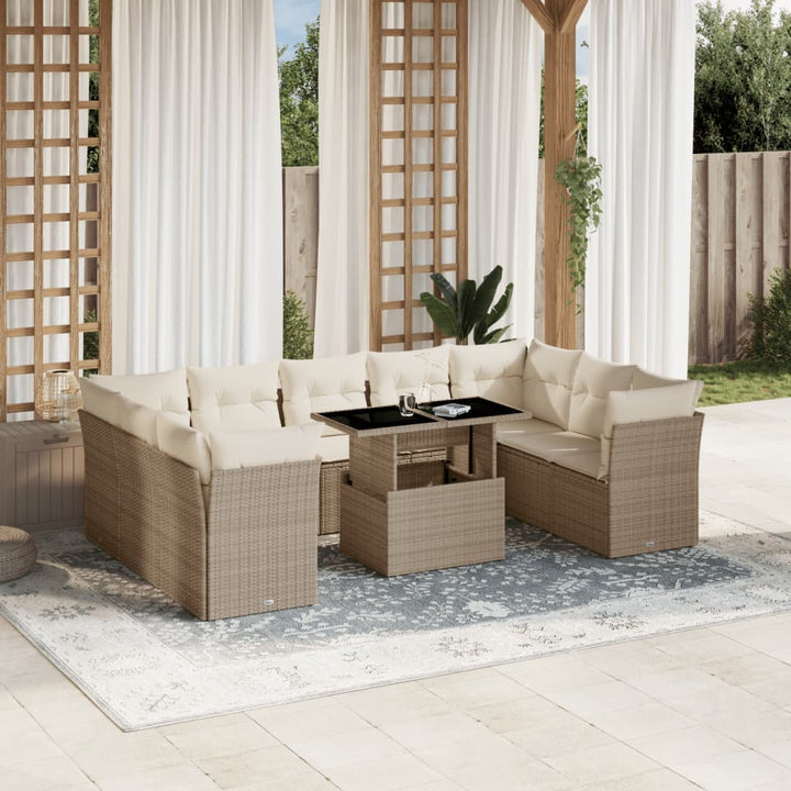 Loungegrupp 10 Delar Med Svarta Dynor Konstrotting