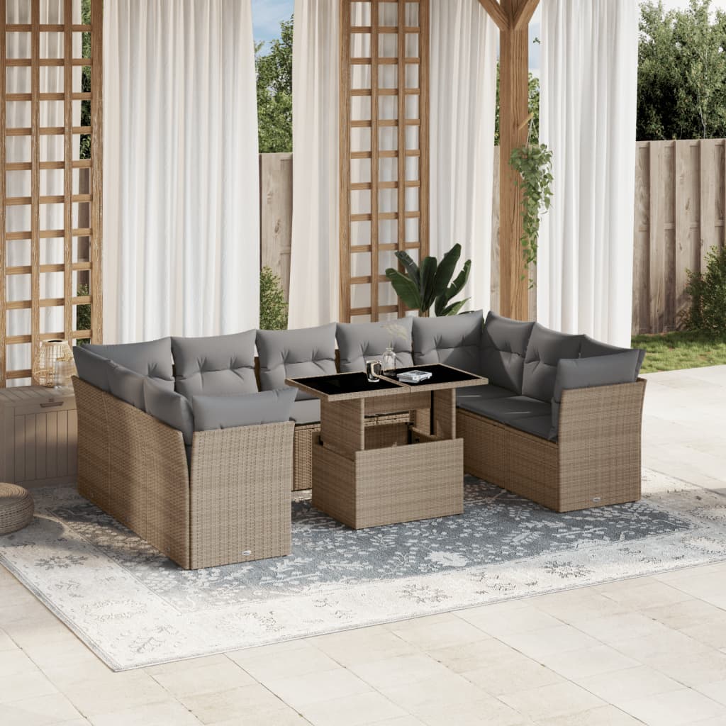 Loungegrupp 10 Delar Med Svarta Dynor Konstrotting