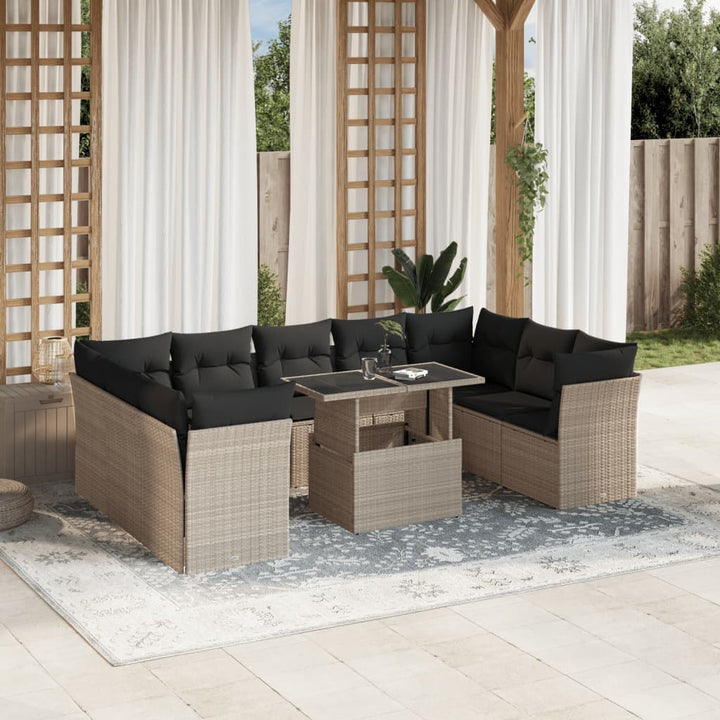 Loungegrupp 10 Delar Med Svarta Dynor Konstrotting