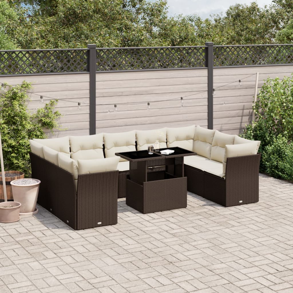 Loungegrupp 10 Delar Med Svarta Dynor Konstrotting
