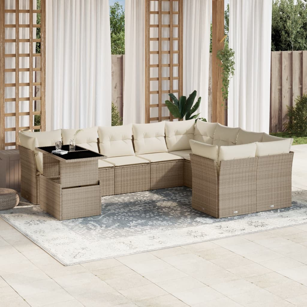Loungegrupp 10 Delar Med Svarta Dynor Konstrotting