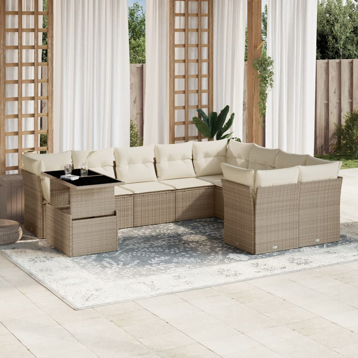 Loungegrupp 10 Delar Med Svarta Dynor Konstrotting