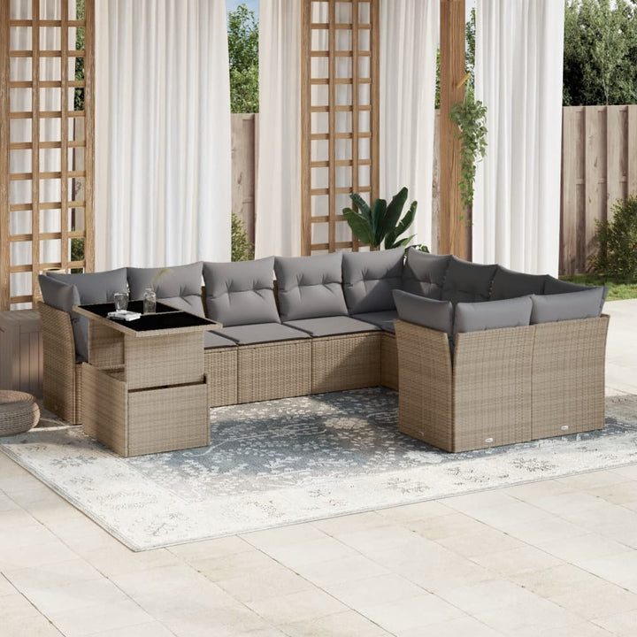 Loungegrupp 10 Delar Med Svarta Dynor Konstrotting