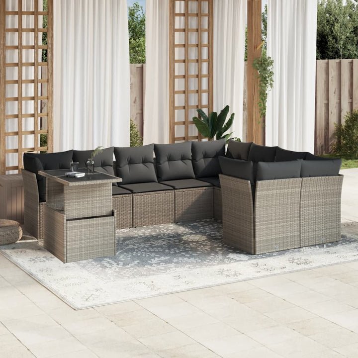 Loungegrupp 10 Delar Med Svarta Dynor Konstrotting