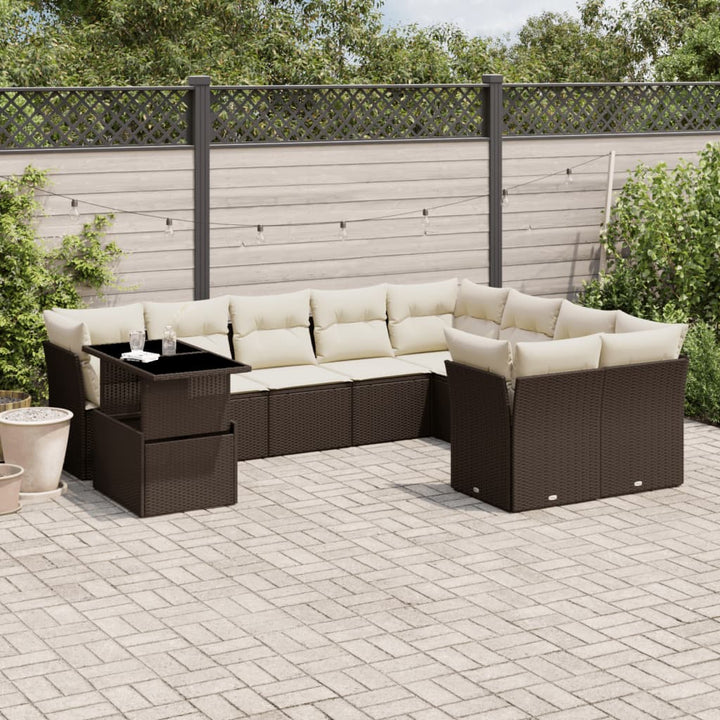 Loungegrupp 10 Delar Med Svarta Dynor Konstrotting
