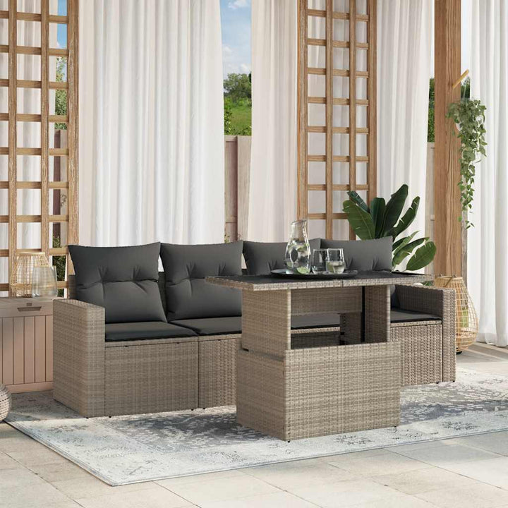 Loungegrupp För Trädgården Med Dynor 5 Delar Svart Konstrotting