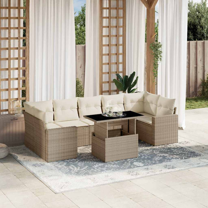 Loungegrupp För Trädgården Med Dynor 8 Delar Konstrotting