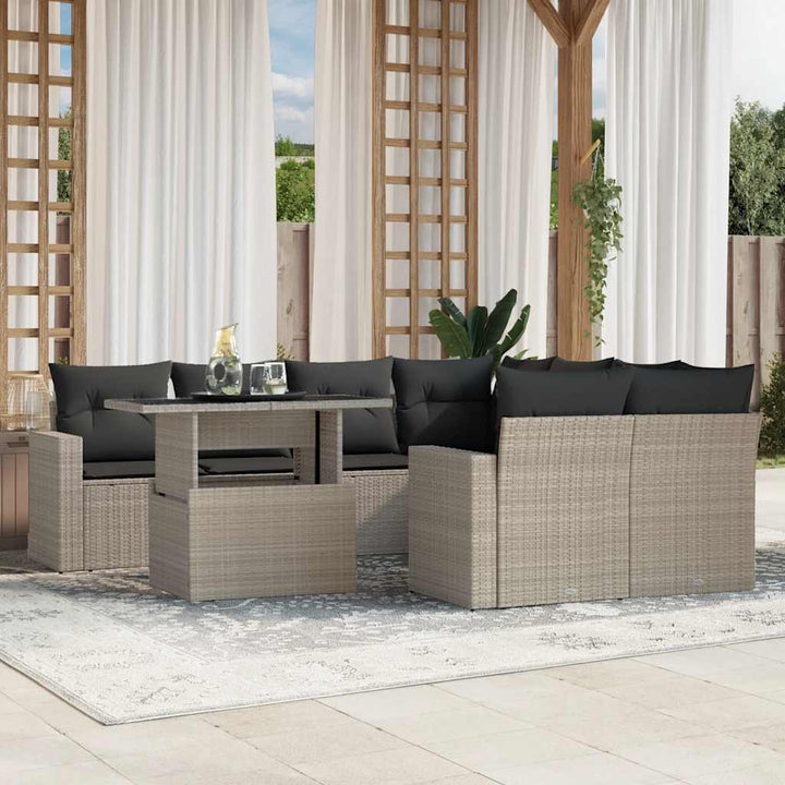 Loungegrupp För Trädgården M Dynor 9 Delar Svart Konstrottning