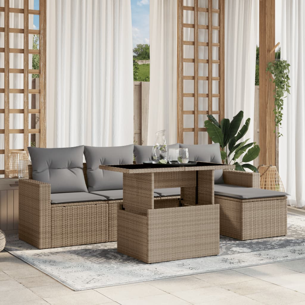 Loungegrupp Med Dynor 6 Delar Svart Konstrotting