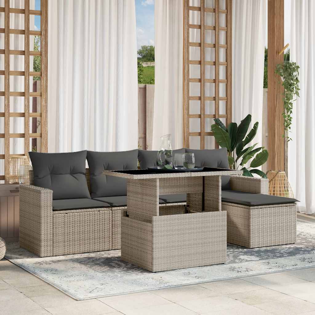 Loungegrupp Med Dynor 6 Delar Svart Konstrotting