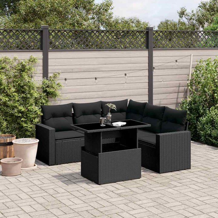 Loungegrupp Med Dynor 6 Delar Svart Konstrotting