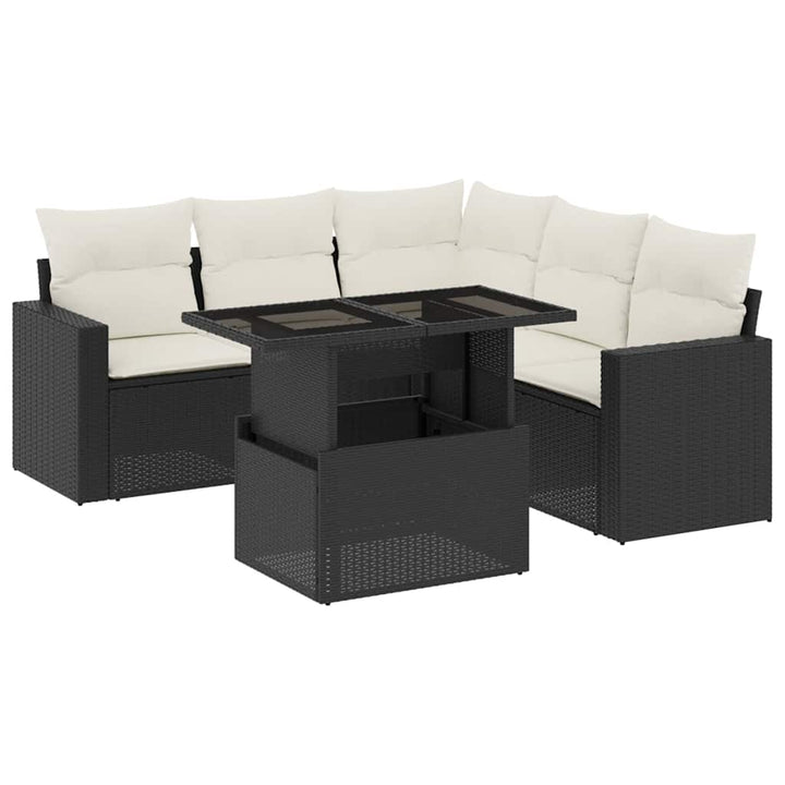 Loungegrupp Med Dynor 6 Delar Svart Konstrotting