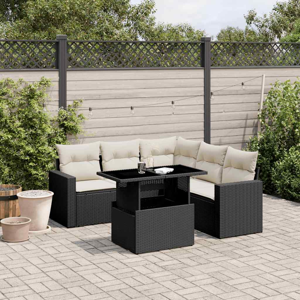 Loungegrupp Med Dynor 6 Delar Svart Konstrotting