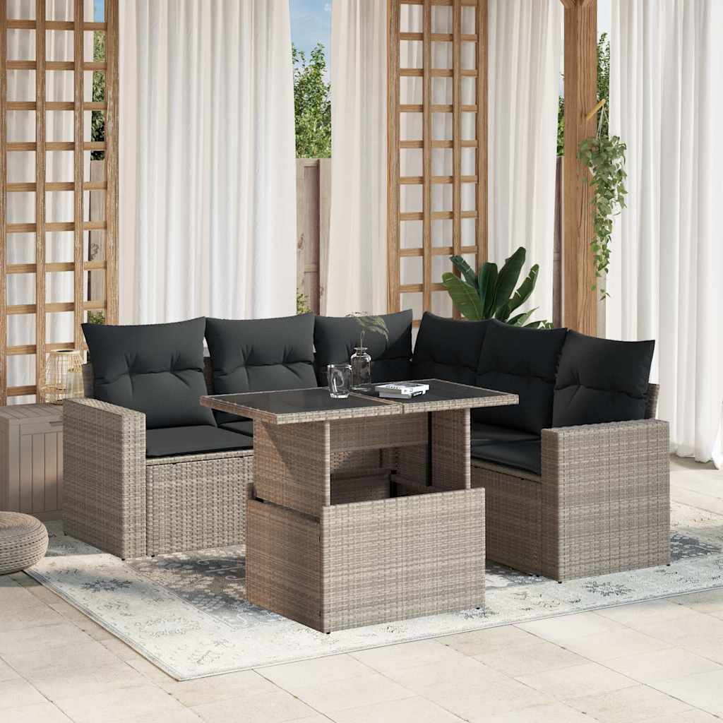 Loungegrupp Med Dynor 6 Delar Svart Konstrotting