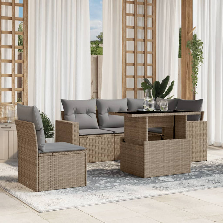 Loungegrupp Med Dynor 6 Delar Svart Konstrotting