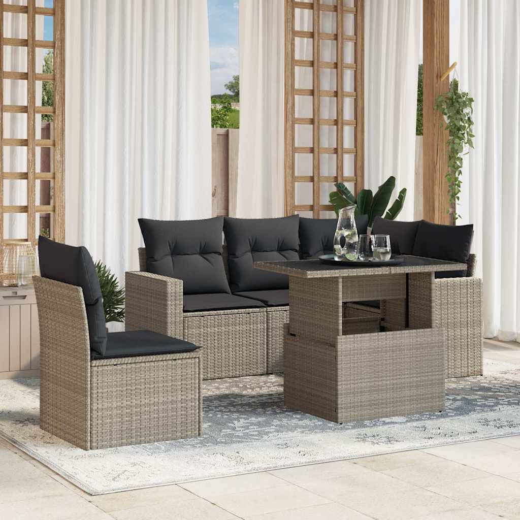 Loungegrupp Med Dynor 6 Delar Svart Konstrotting