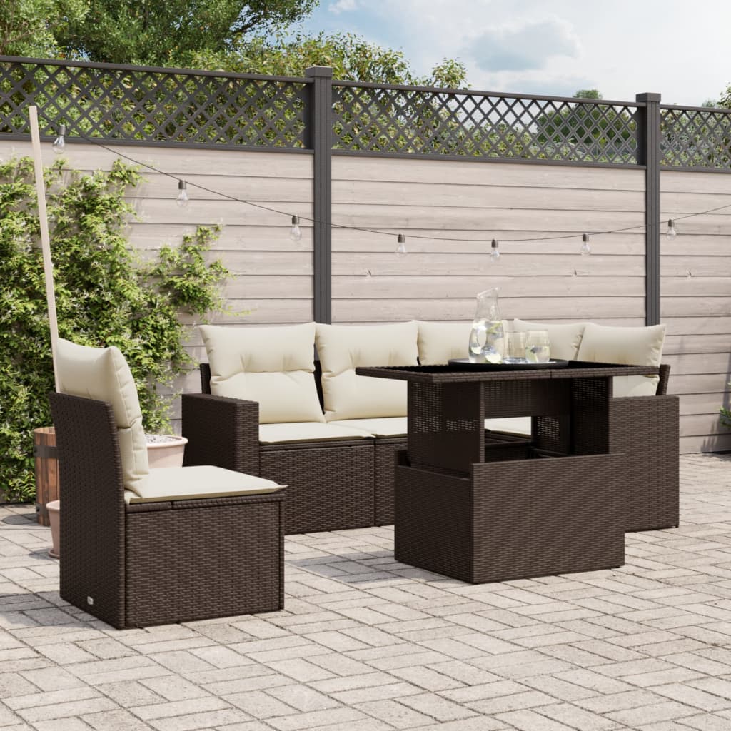 Loungegrupp Med Dynor 6 Delar Svart Konstrotting