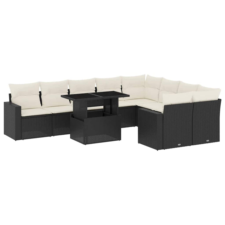 Loungegrupp 10 Delar Med Svarta Dynor Konstrotting