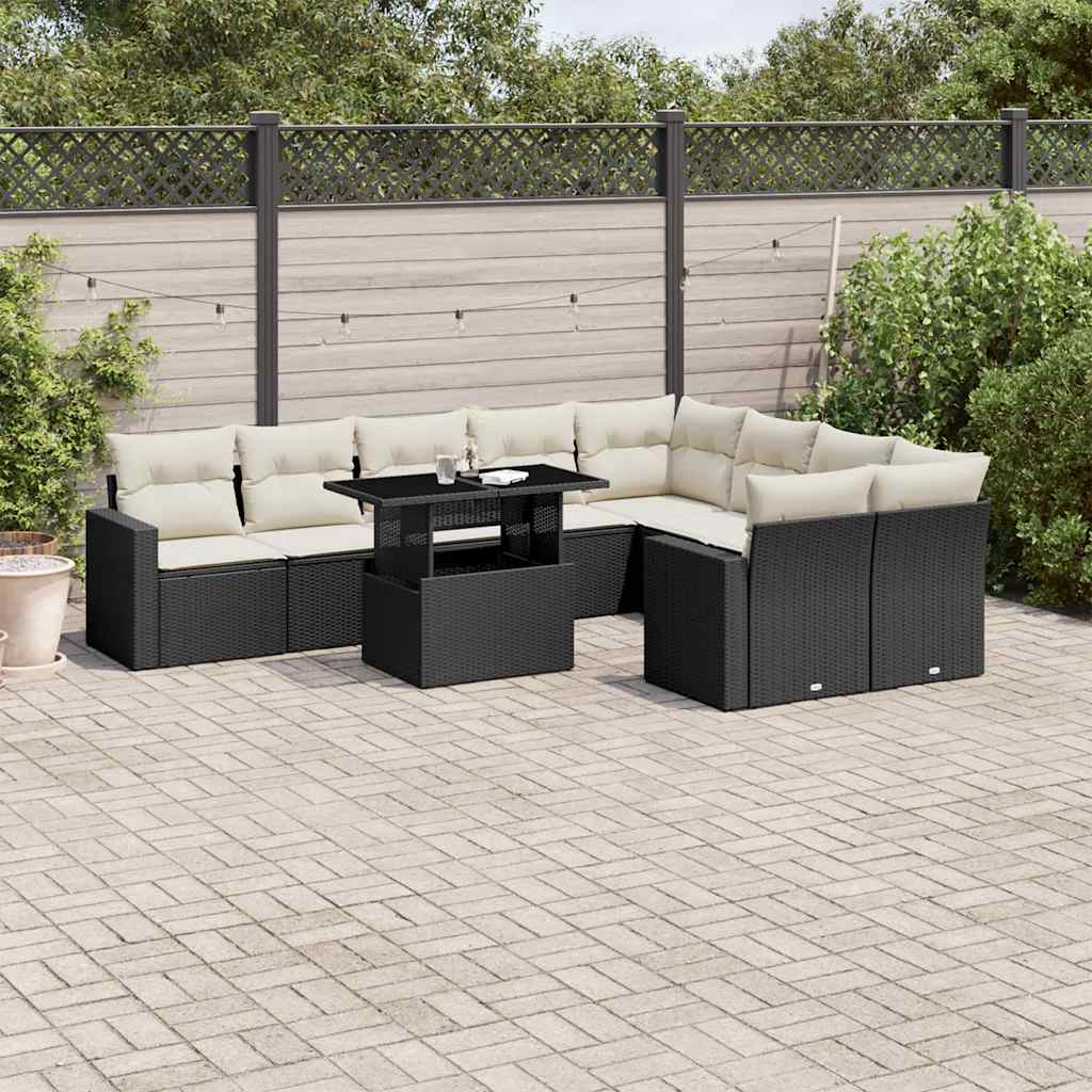Loungegrupp 10 Delar Med Svarta Dynor Konstrotting