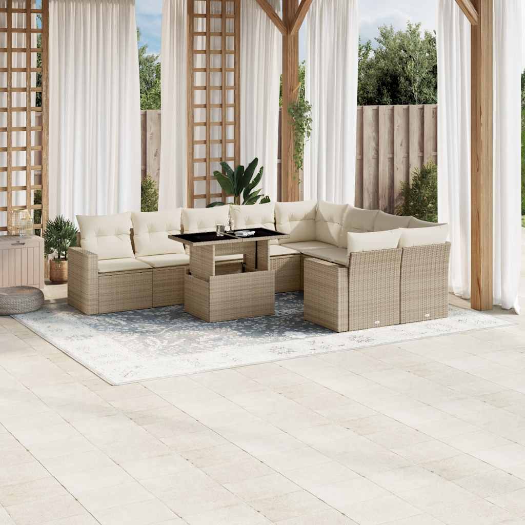 Loungegrupp 10 Delar Med Svarta Dynor Konstrotting