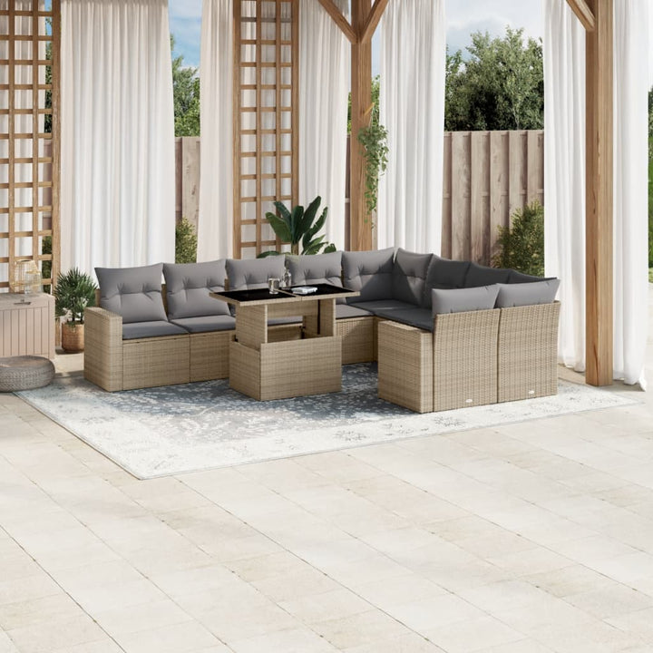 Loungegrupp 10 Delar Med Svarta Dynor Konstrotting