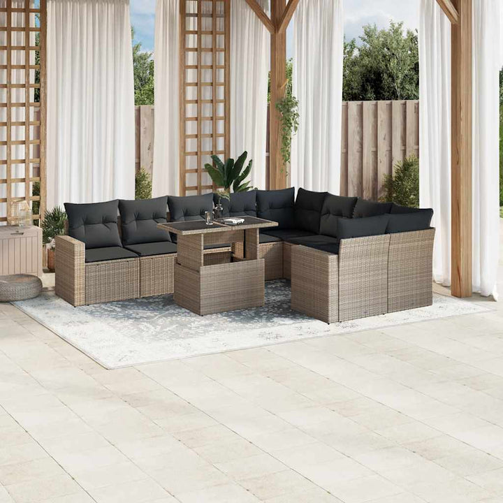 Loungegrupp 10 Delar Med Svarta Dynor Konstrotting