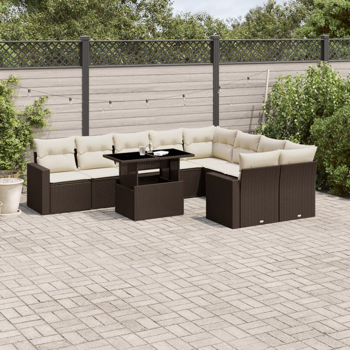 Loungegrupp 10 Delar Med Svarta Dynor Konstrotting