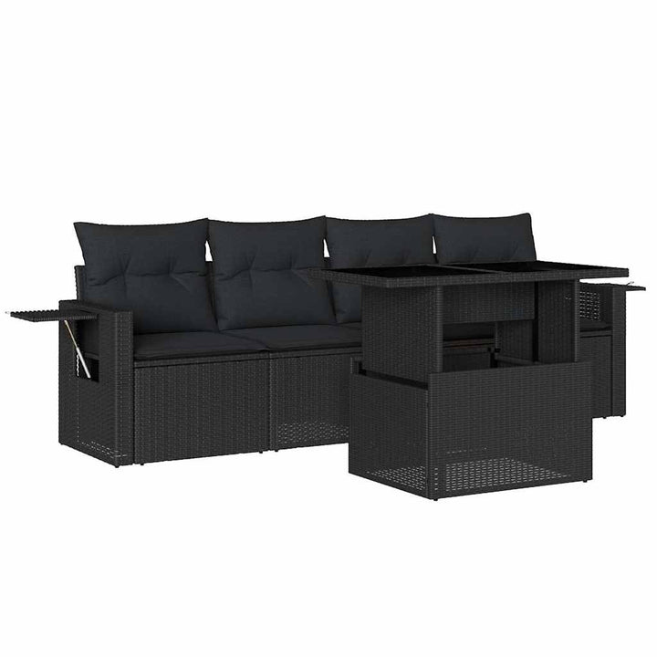 Loungegrupp För Trädgården Med Dynor 5 Delar Konstrotting
