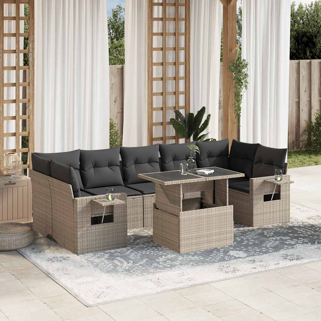Loungegrupp För Trädgården Med Dynor 8 Delar Konstrotting