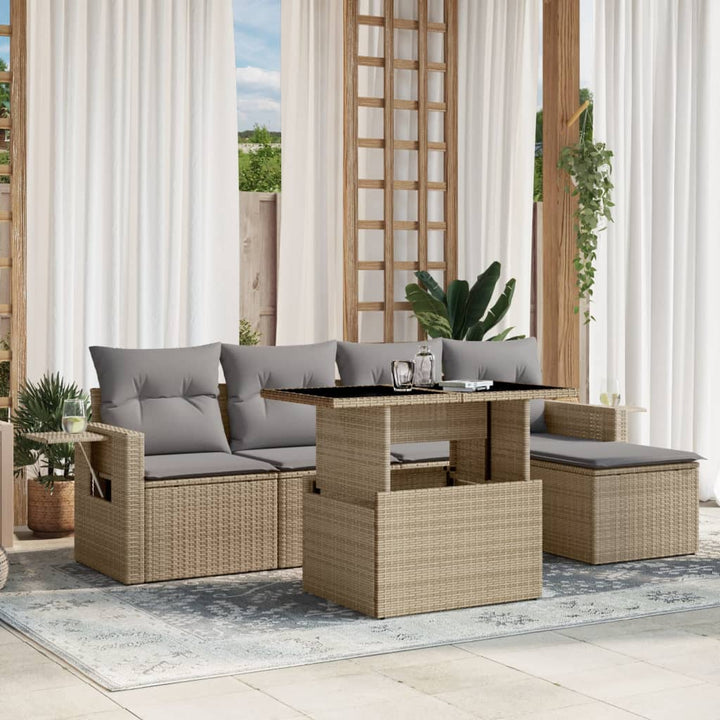 Loungegrupp Med Dynor 6 Delar Konstrotting