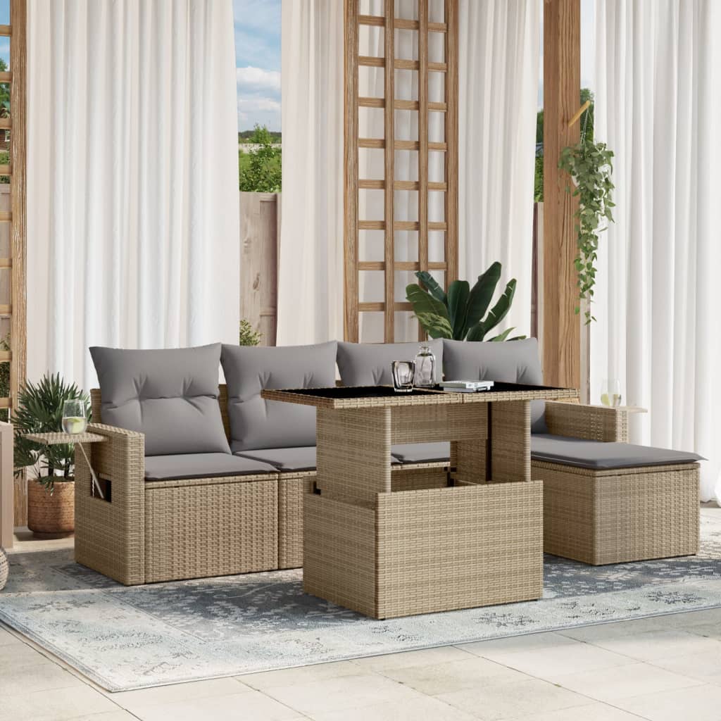 Loungegrupp Med Dynor 6 Delar Konstrotting